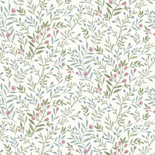 Galerie INA78803 Inia Classical Floral All-over Blue Wallpaper INA78803 Blue Wallpaper