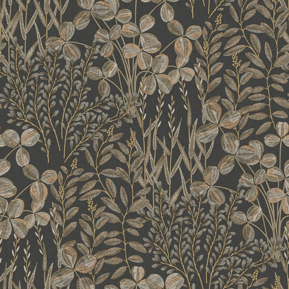 Galerie INA78903 Inia Branched Leaves All-over Black Wallpaper INA78903 Black Wallpaper