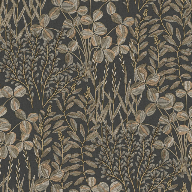 Galerie INA78903 Inia Branched Leaves All-over Black Wallpaper INA78903 Black Wallpaper
