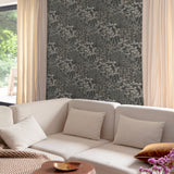 Galerie INA78903 Inia Branched Leaves All-over Black Wallpaper INA78903 Black Wallpaper