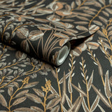 Galerie INA78903 Inia Branched Leaves All-over Black Wallpaper INA78903 Black Wallpaper