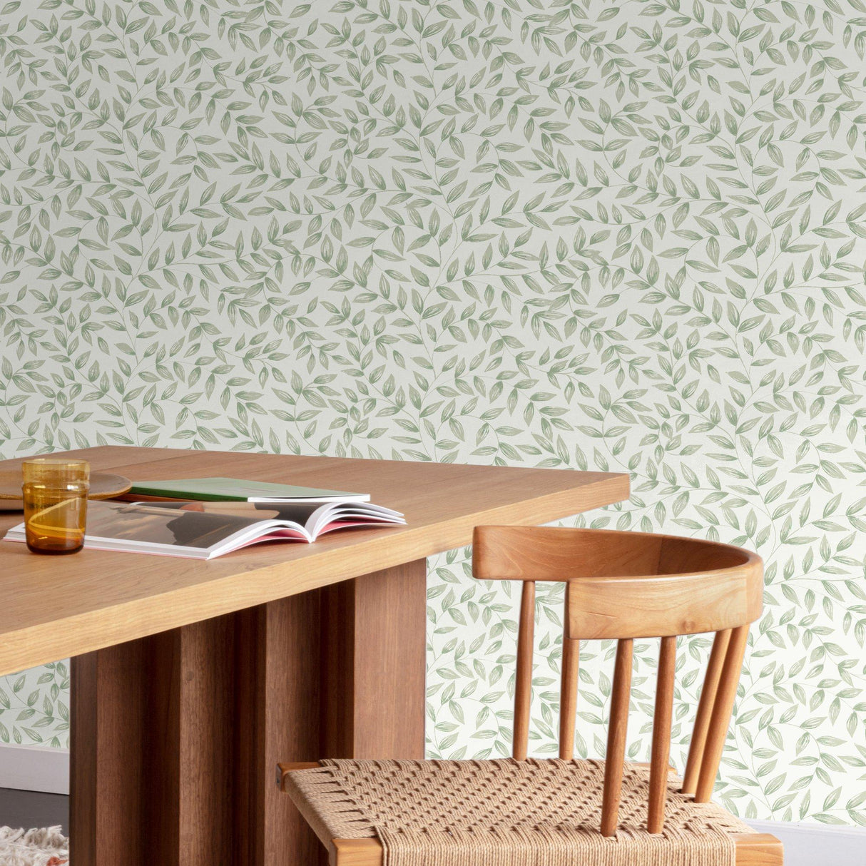 Galerie INA79202 Inia Branched Leaves All-over Green Wallpaper INA79202 Green Wallpaper