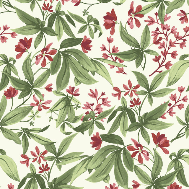 Galerie INA80401 Inia Classical Floral All-over Green Wallpaper INA80401 Green Wallpaper