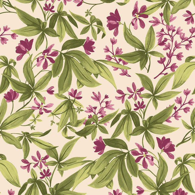 Galerie INA80402 Inia Classical Floral All-over Green Wallpaper INA80402 Green Wallpaper