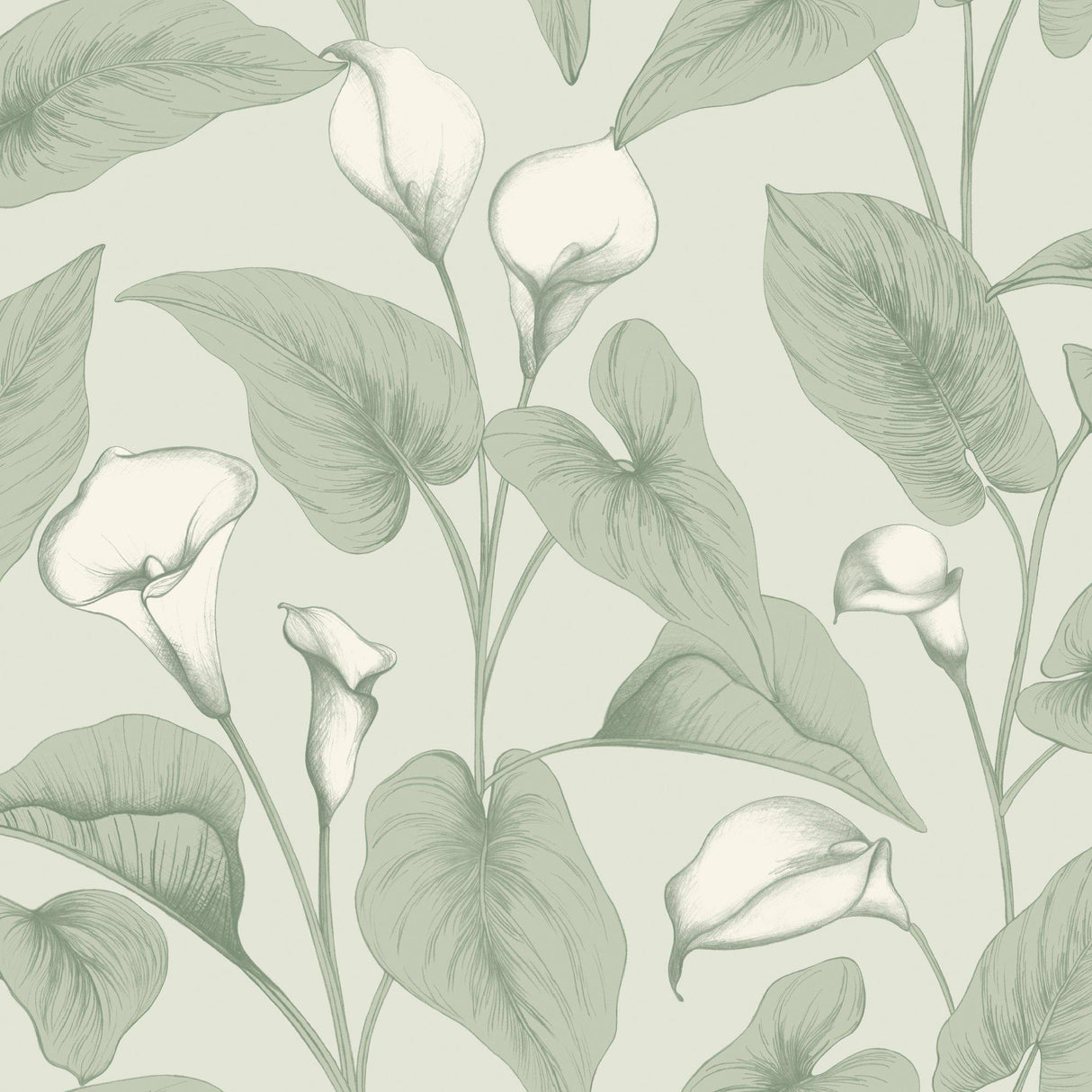 Galerie INA83601 Inia Branched Leaves All-over Green Wallpaper INA83601 Green Wallpaper