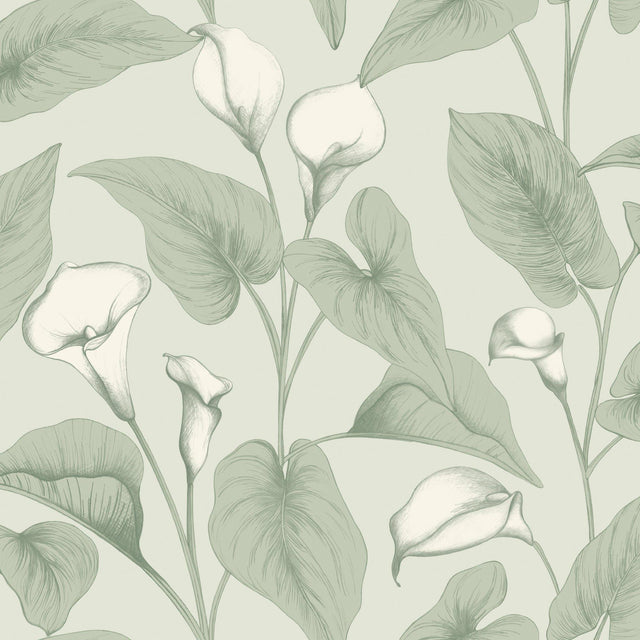 Galerie INA83601 Inia Branched Leaves All-over Green Wallpaper INA83601 Green Wallpaper