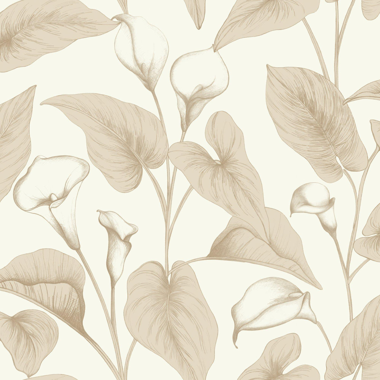Galerie INA83602 Inia Branched Leaves All-over Beige Wallpaper INA83602 Beige Wallpaper