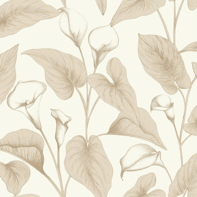 Galerie INA83602 Inia Branched Leaves All-over Beige Wallpaper INA83602 Beige Wallpaper