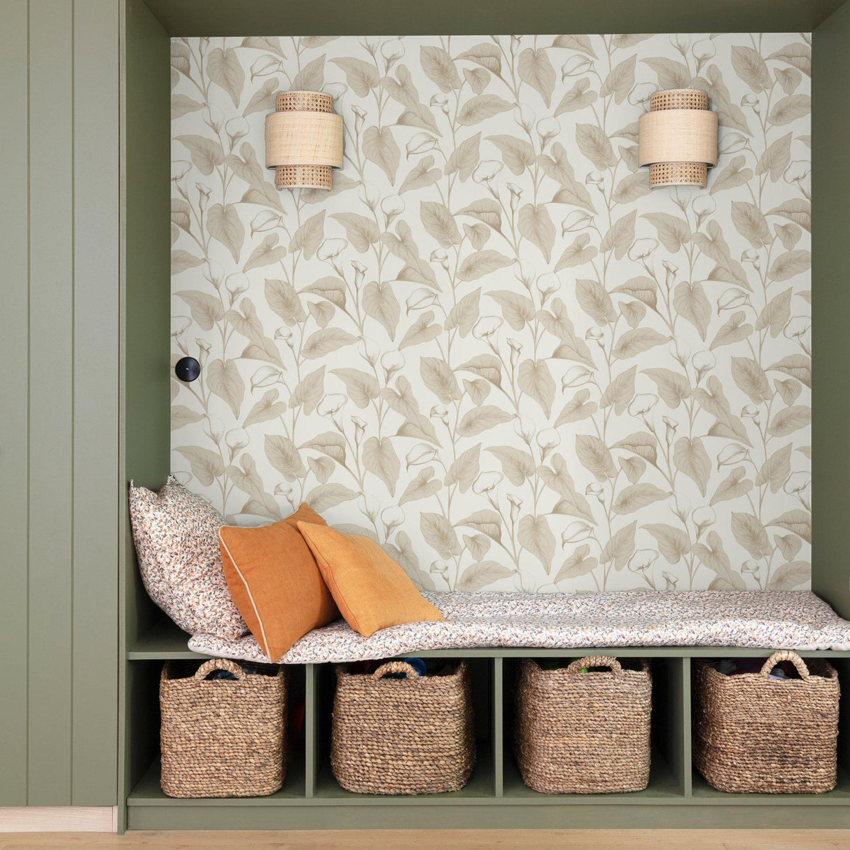 Galerie INA83602 Inia Branched Leaves All-over Beige Wallpaper INA83602 Beige Wallpaper