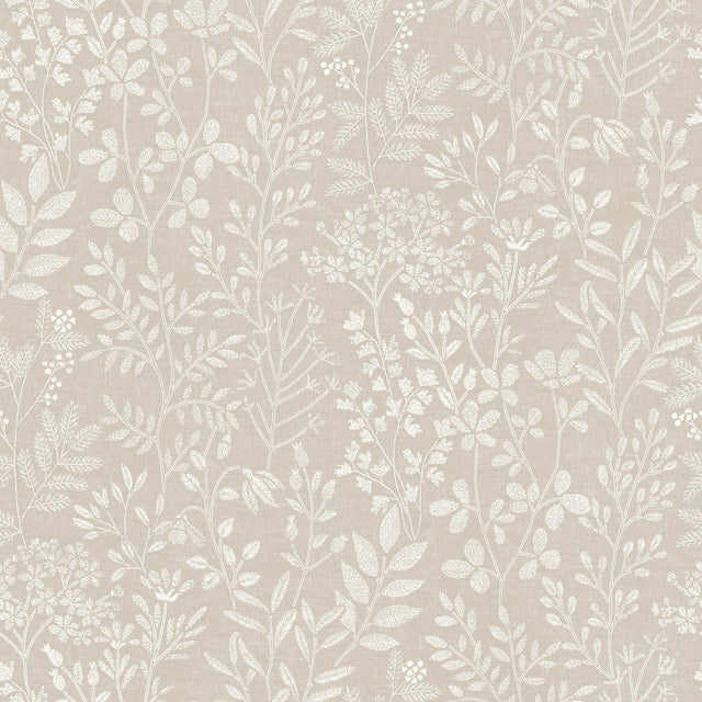 Galerie KR205002 Karuna Branched Leaves All-over Beige Wallpaper KR205002 Beige Wallpaper