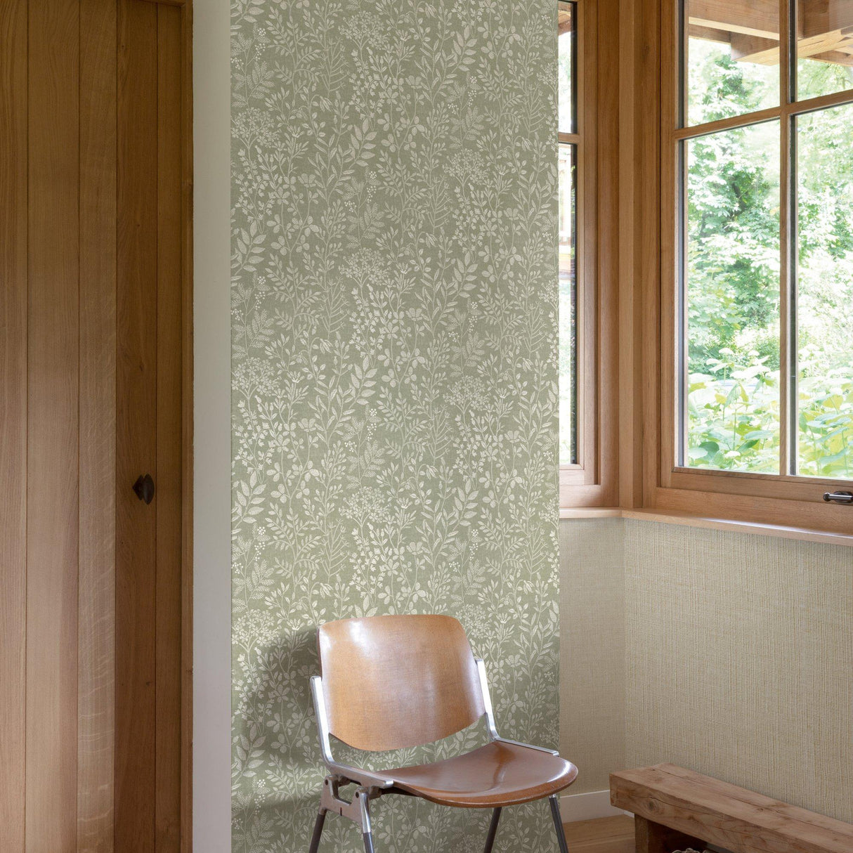 Galerie KR205003 Karuna Branched Leaves All-over Green Wallpaper KR205003 Green Wallpaper