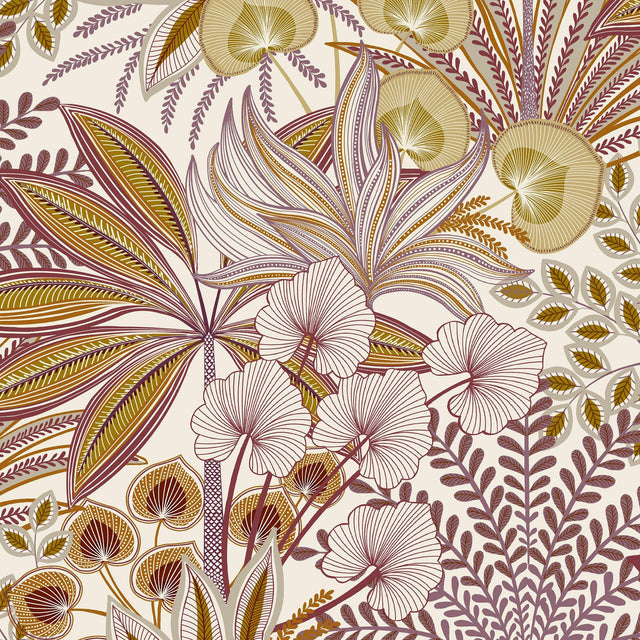 Galerie KRA69001 Karuna Branched Leaves All-over Red Wallpaper KRA69001 Red Wallpaper