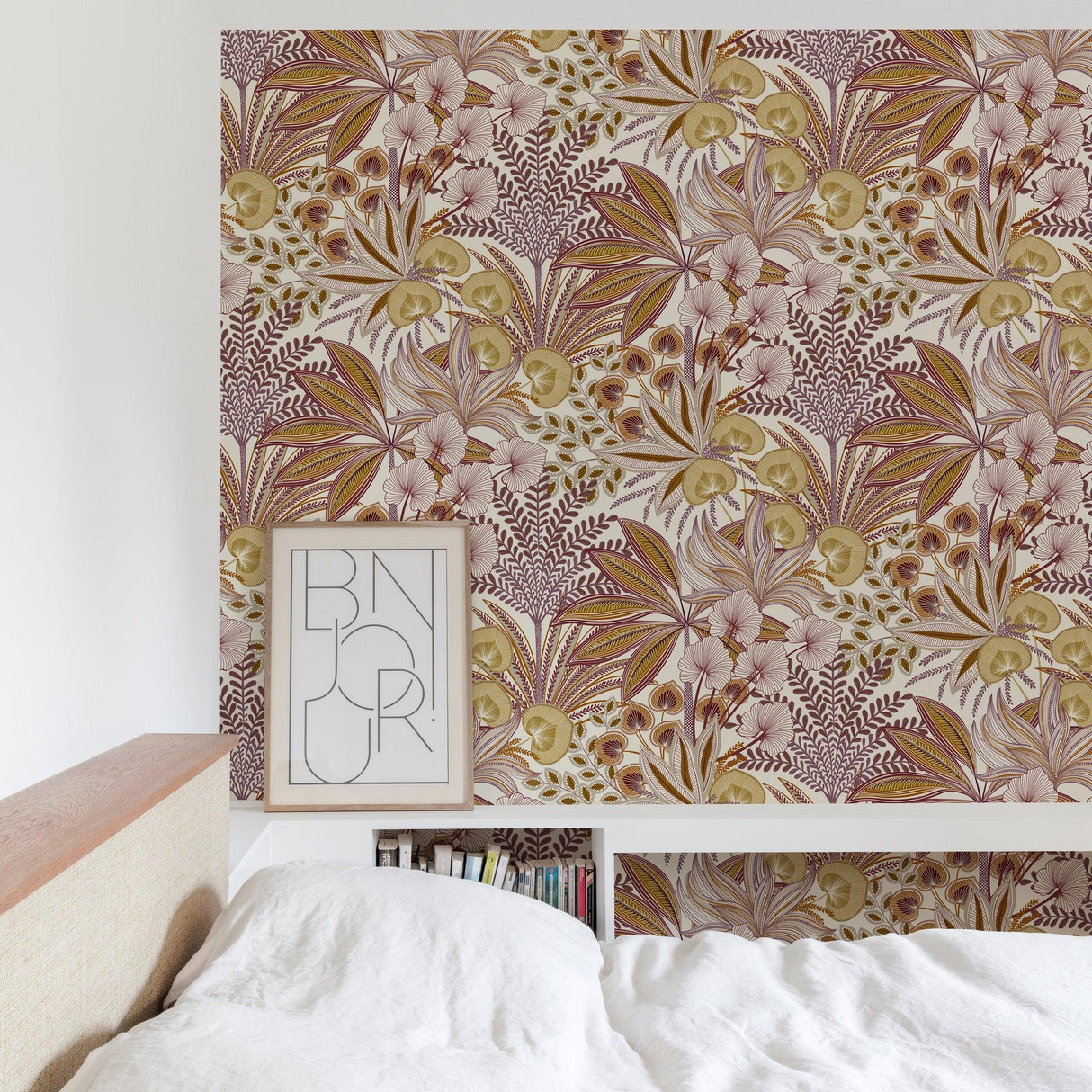 Galerie KRA69001 Karuna Branched Leaves All-over Red Wallpaper KRA69001 Red Wallpaper