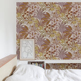 Galerie KRA69001 Karuna Branched Leaves All-over Red Wallpaper KRA69001 Red Wallpaper