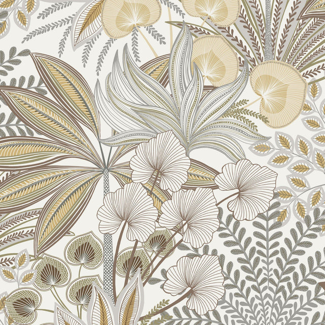 Galerie KRA69002 Karuna Branched Leaves All-over Beige Wallpaper KRA69002 Beige Wallpaper