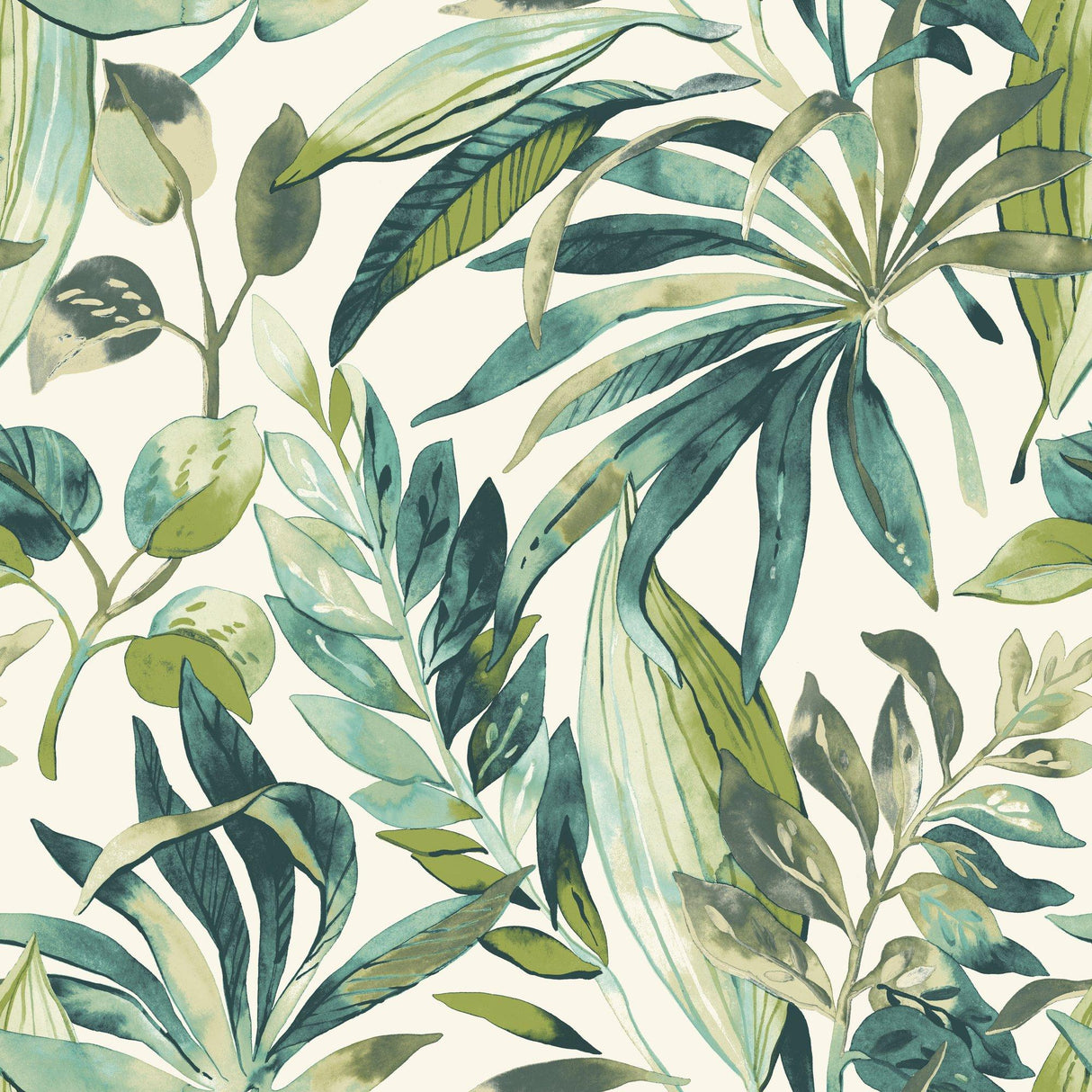 Galerie KRA71201 Karuna Branched Leaves Motive Green Wallpaper KRA71201 Green Wallpaper