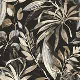Galerie KRA71203 Karuna Branched Leaves Motive Black Wallpaper KRA71203 Black Wallpaper