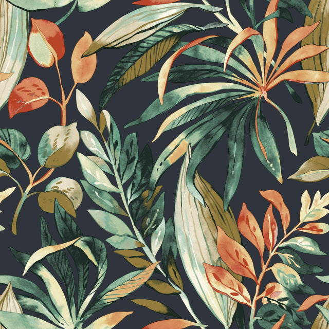 Galerie KRA71202 Karuna Branched Leaves Motive Multi-colored Wallpaper KRA71202 Multi-colored Wallpaper