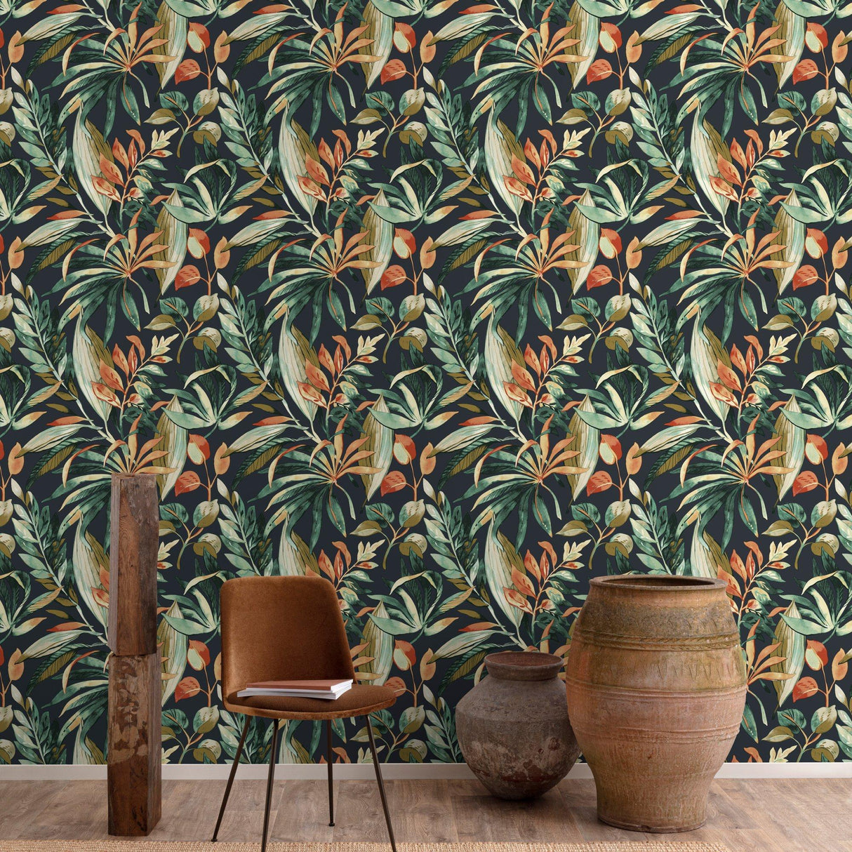 Galerie KRA71202 Karuna Branched Leaves Motive Multi-colored Wallpaper KRA71202 Multi-colored Wallpaper