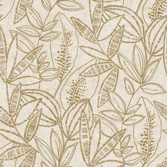 Galerie KRA71801 Karuna Branched Leaves All-over Gold Wallpaper KRA71801 Gold Wallpaper