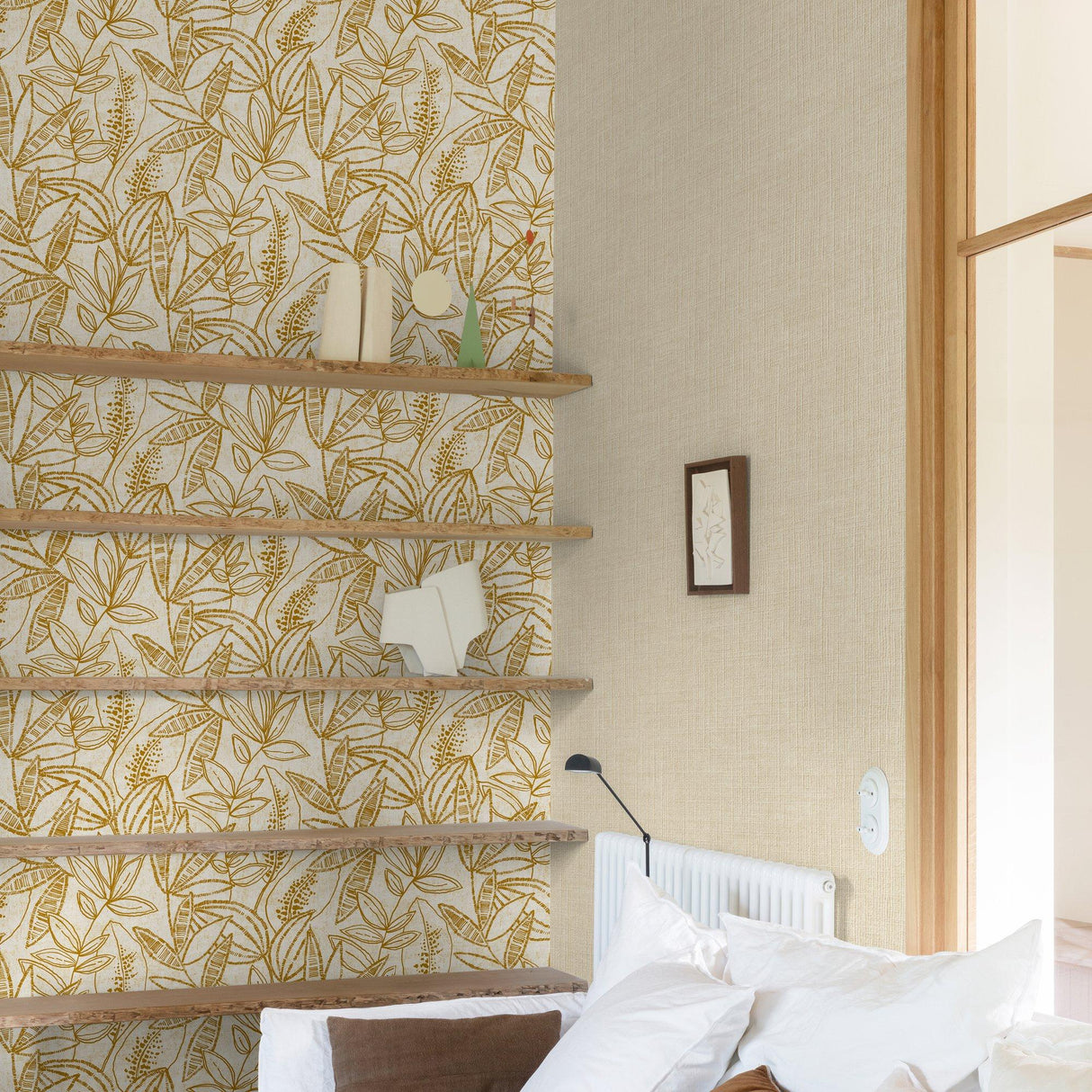 Galerie KRA71801 Karuna Branched Leaves All-over Gold Wallpaper KRA71801 Gold Wallpaper