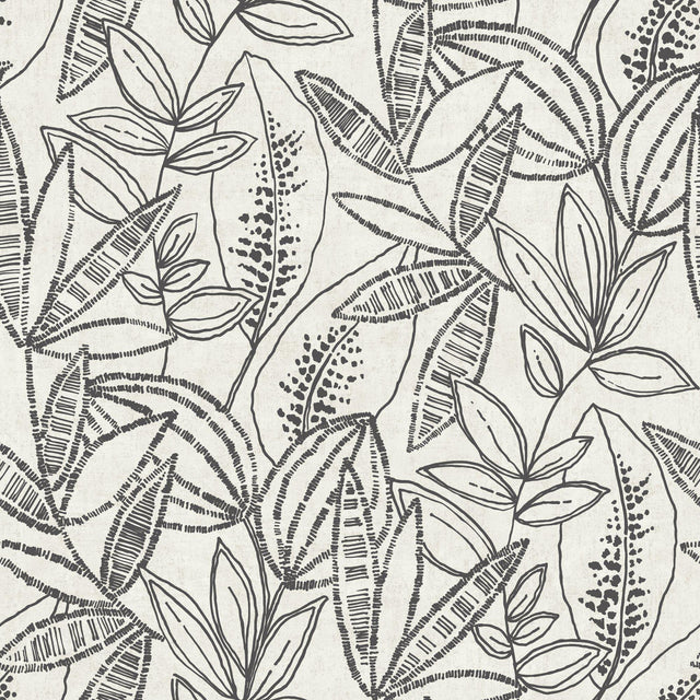 Galerie KRA71802 Karuna Branched Leaves All-over Black Wallpaper KRA71802 Black Wallpaper
