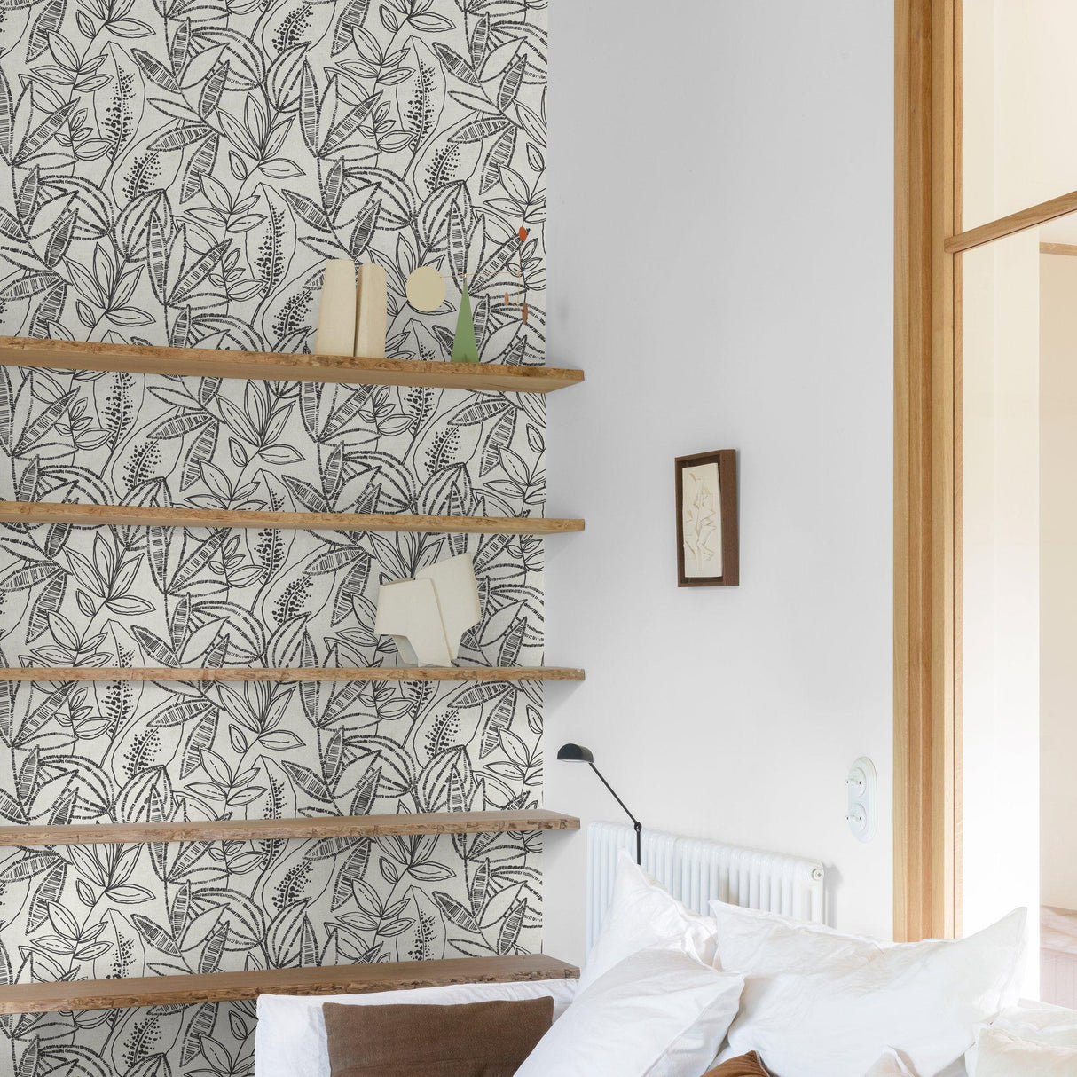 Galerie KRA71802 Karuna Branched Leaves All-over Black Wallpaper KRA71802 Black Wallpaper