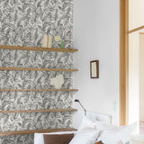 Galerie KRA71802 Karuna Branched Leaves All-over Black Wallpaper KRA71802 Black Wallpaper