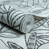 Galerie KRA71802 Karuna Branched Leaves All-over Black Wallpaper KRA71802 Black Wallpaper