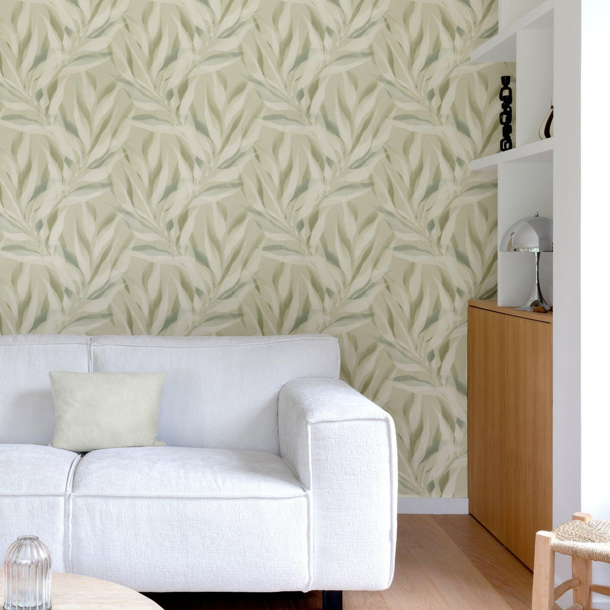 Galerie KRA76102 Karuna Branched Leaves All-over Blue Wallpaper KRA76102 Blue Wallpaper