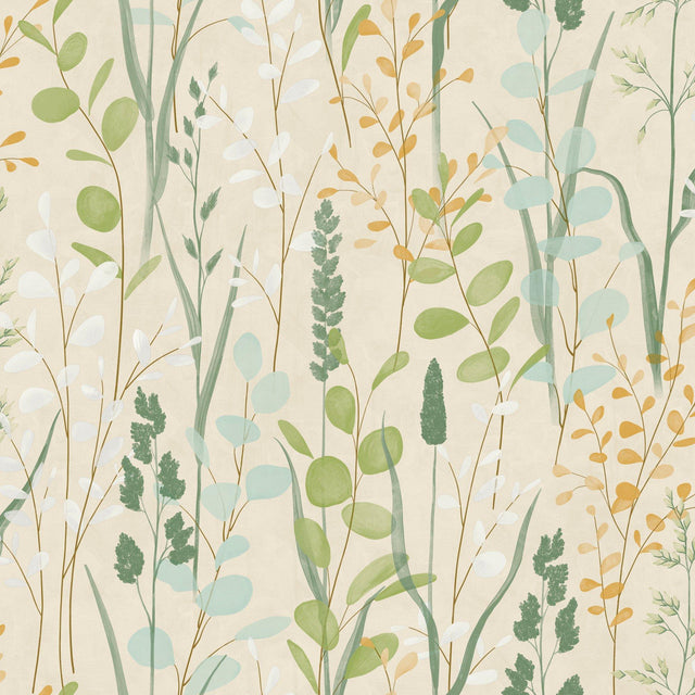 Galerie KRA76202 Karuna Branched Leaves All-over Green Wallpaper KRA76202 Green Wallpaper