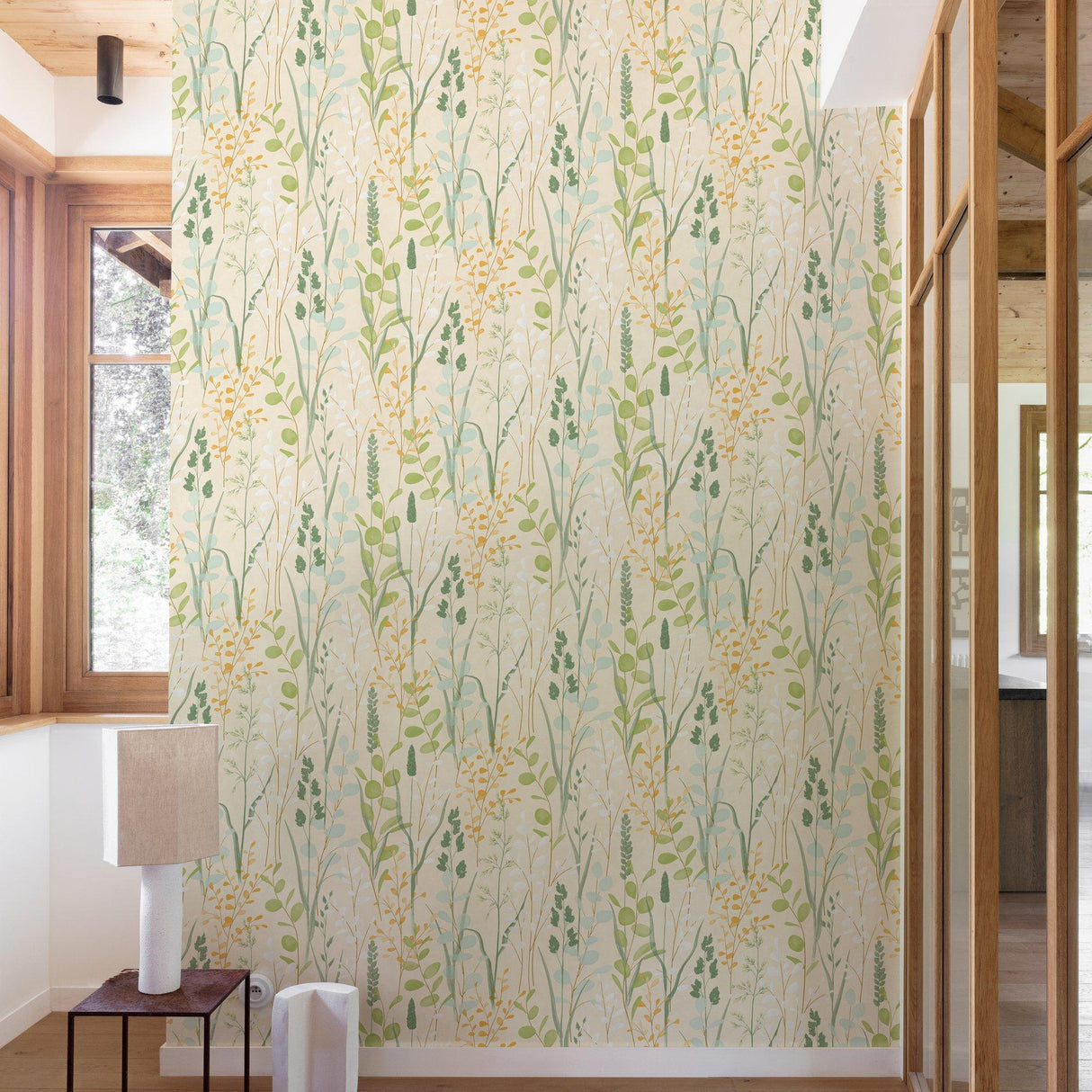 Galerie KRA76202 Karuna Branched Leaves All-over Green Wallpaper KRA76202 Green Wallpaper