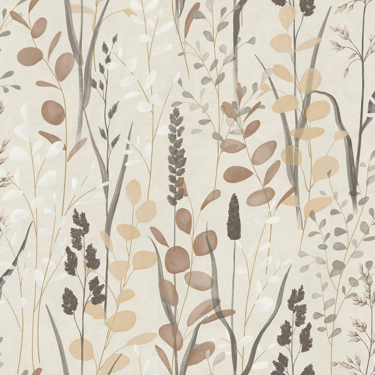 Galerie KRA76203 Karuna Branched Leaves All-over Beige Wallpaper KRA76203 Beige Wallpaper