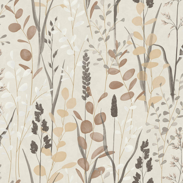 Galerie KRA76203 Karuna Branched Leaves All-over Beige Wallpaper KRA76203 Beige Wallpaper