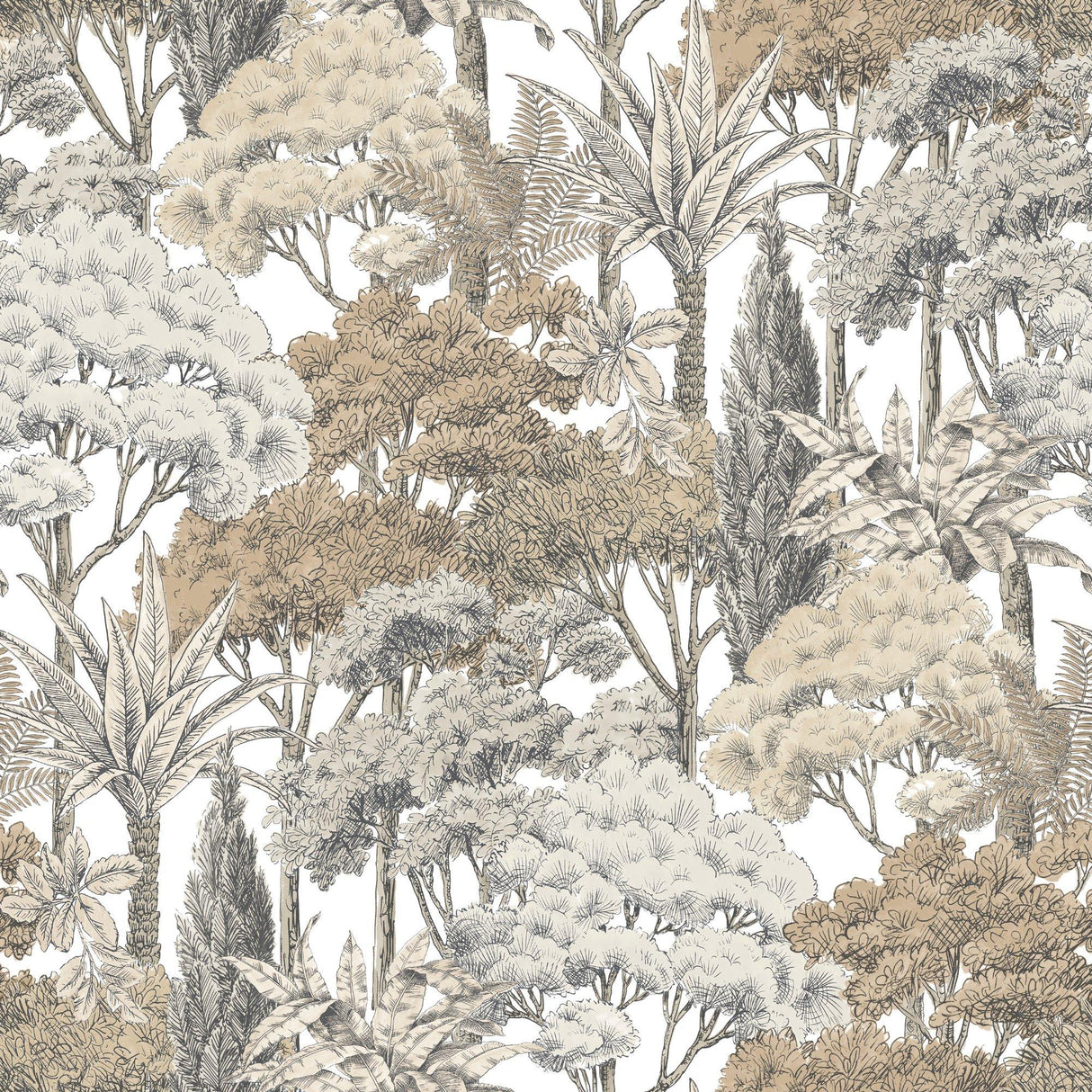 Galerie KRA76301 Karuna Branched Leaves All-over Beige Wallpaper KRA76301 Beige Wallpaper