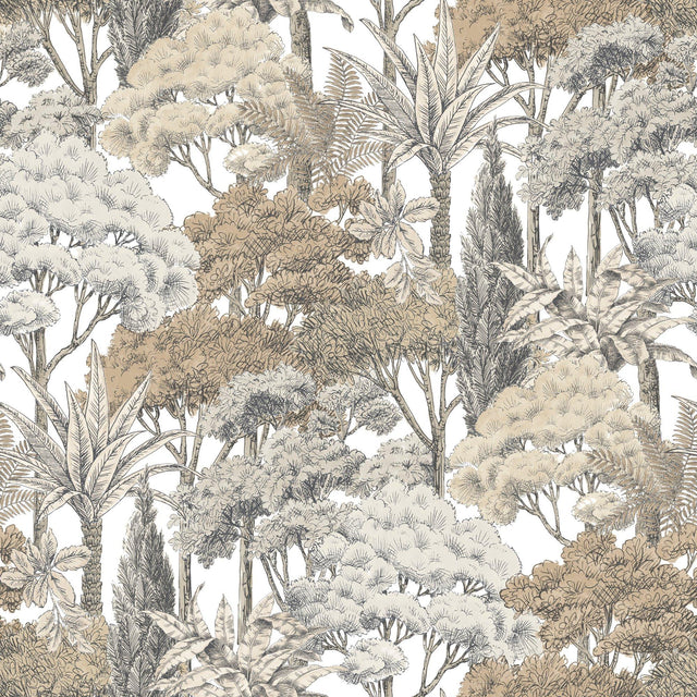 Galerie KRA76301 Karuna Branched Leaves All-over Beige Wallpaper KRA76301 Beige Wallpaper