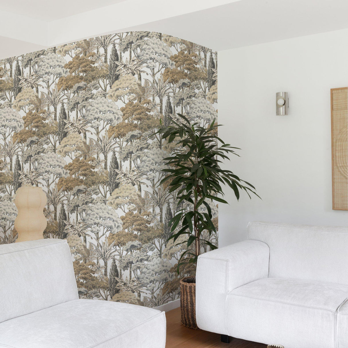 Galerie KRA76301 Karuna Branched Leaves All-over Beige Wallpaper KRA76301 Beige Wallpaper