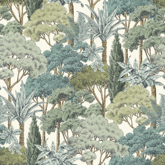 Galerie KRA76302 Karuna Branched Leaves All-over Green Wallpaper KRA76302 Green Wallpaper