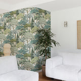 Galerie KRA76302 Karuna Branched Leaves All-over Green Wallpaper KRA76302 Green Wallpaper