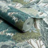 Galerie KRA76302 Karuna Branched Leaves All-over Green Wallpaper KRA76302 Green Wallpaper