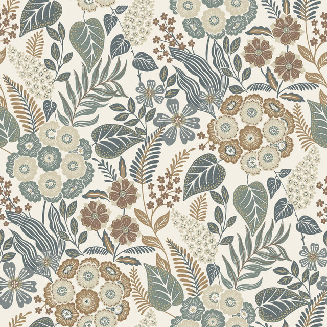 Galerie KRA76601 Karuna Classical Floral All-over Blue Wallpaper KRA76601 Blue Wallpaper