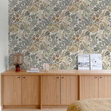 Galerie KRA76601 Karuna Classical Floral All-over Blue Wallpaper KRA76601 Blue Wallpaper
