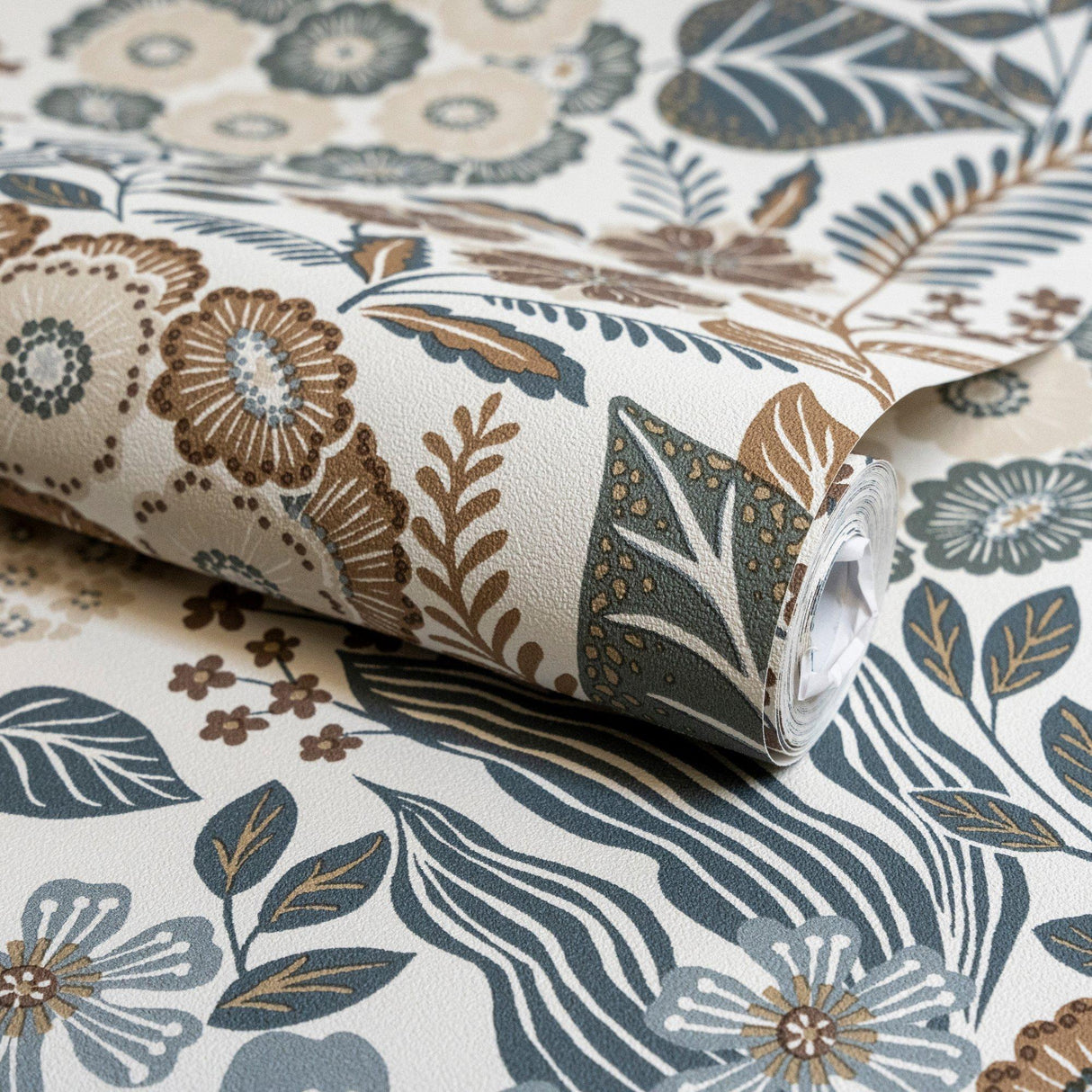 Galerie KRA76601 Karuna Classical Floral All-over Blue Wallpaper KRA76601 Blue Wallpaper