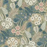 Galerie KRA76603 Karuna Classical Floral All-over Green Wallpaper KRA76603 Green Wallpaper