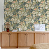 Galerie KRA76603 Karuna Classical Floral All-over Green Wallpaper KRA76603 Green Wallpaper