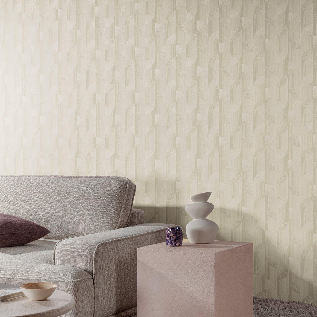Galerie PW3101 Precious Weaves Geometric All-over Beige Wallpaper PW3101 Beige Wallpaper