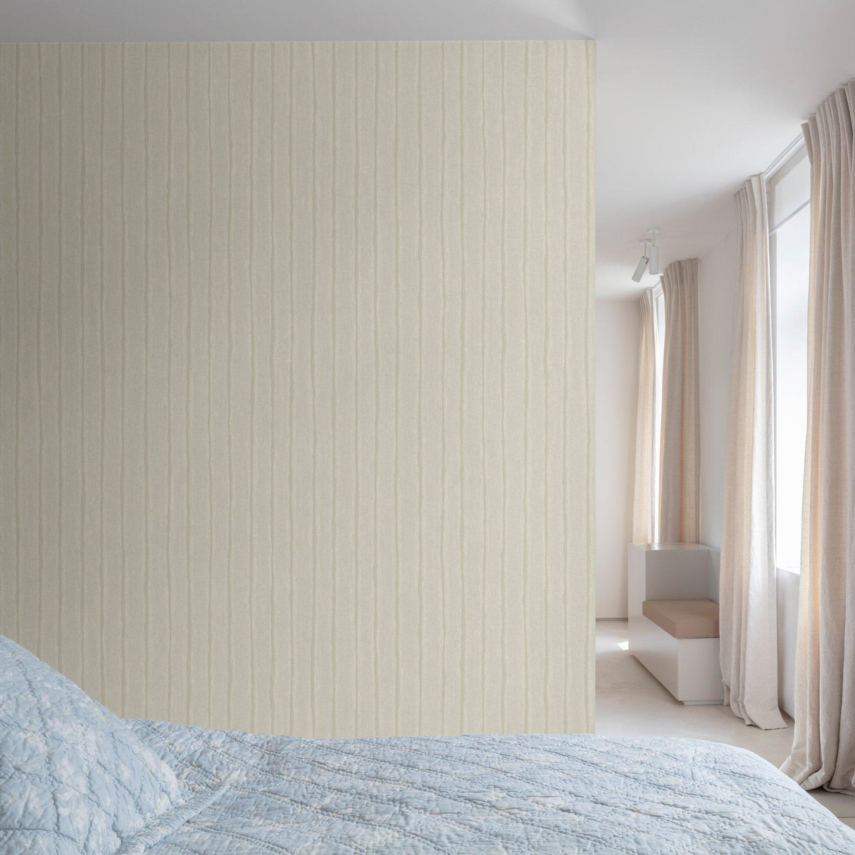 Galerie PW4002 Precious Weaves Irregular Stripes Beige Wallpaper PW4002 Beige Wallpaper
