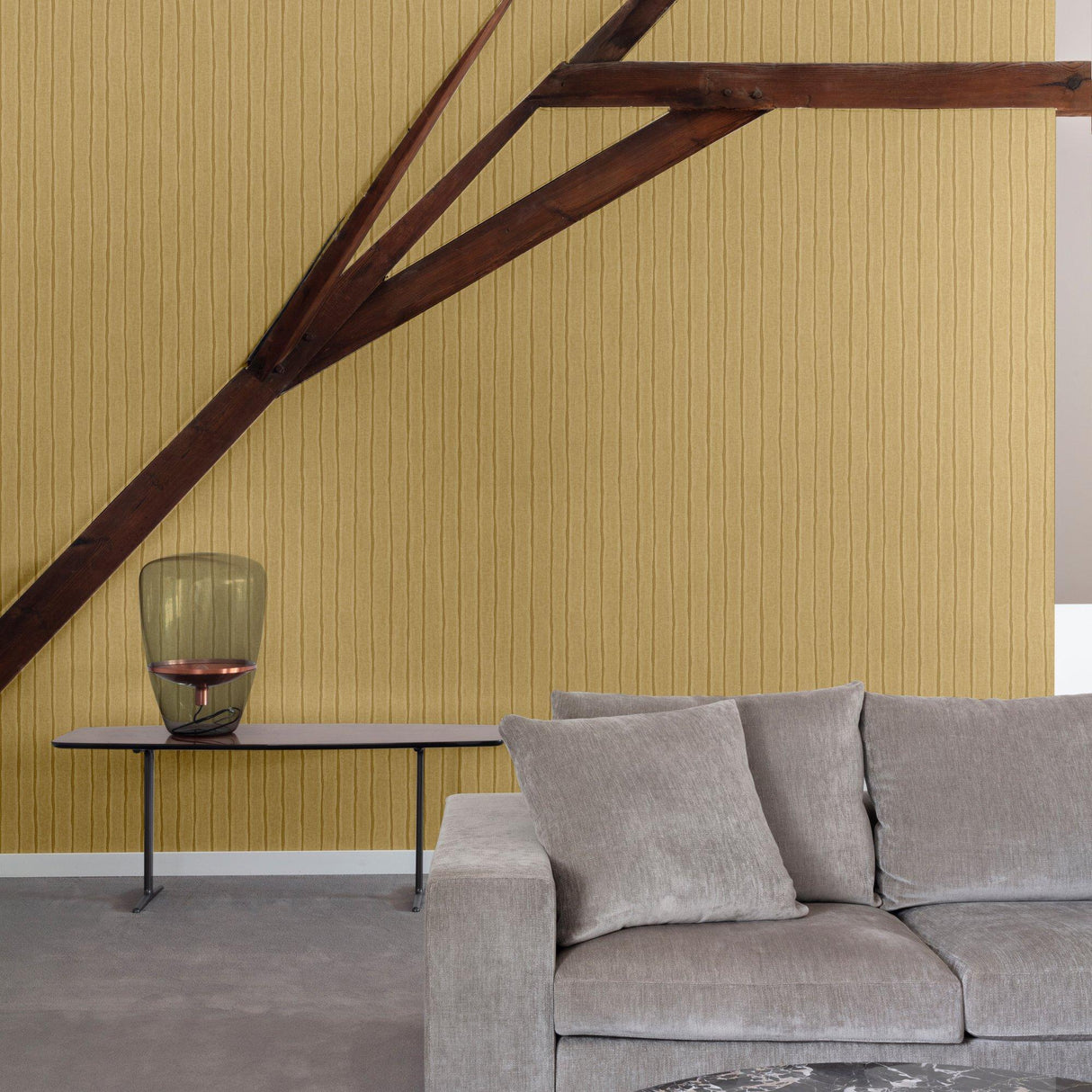 Galerie PW4005 Precious Weaves Irregular Stripes Gold Wallpaper PW4005 Gold Wallpaper