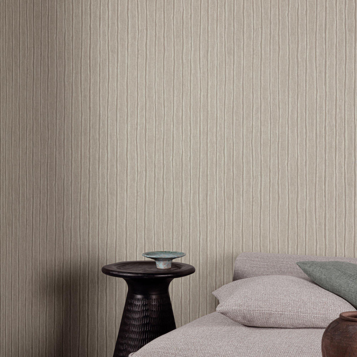 Galerie PW4008 Precious Weaves Irregular Stripes Brown Wallpaper PW4008 Brown Wallpaper
