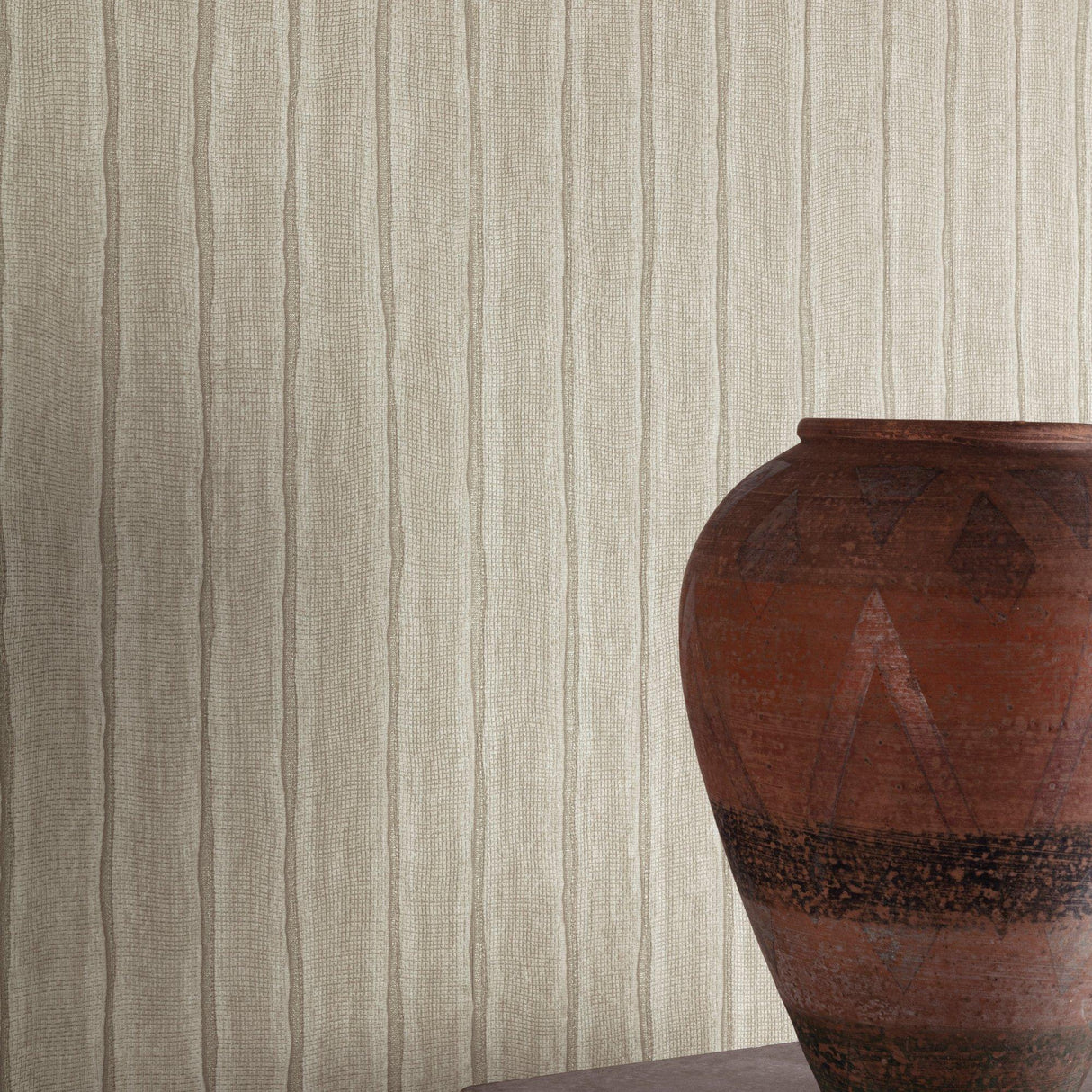 Galerie PW4008 Precious Weaves Irregular Stripes Brown Wallpaper PW4008 Brown Wallpaper